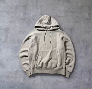 Champion 리버스 위브 후드티 M 그레이 무지 눈 있음