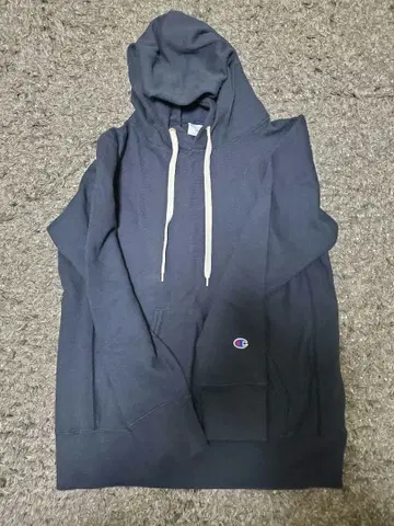 Champion 네이비 후드 부착 후드티 L 사이즈