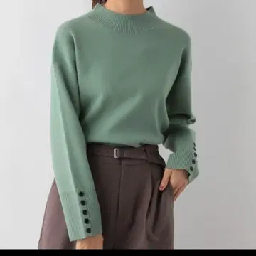 GLOBAL WORK 니트 스웨터 멜티 소매 버튼 스탠드 풀오버