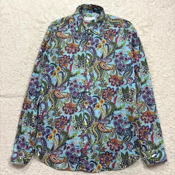 ETRO 에트로 페이즐리 무늬 레귤러 카라 셔츠 블루 M 이탈리아제