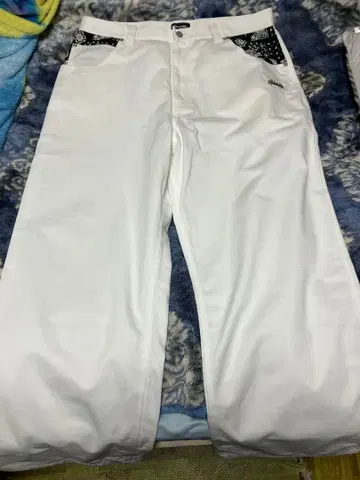 Subciety EMBROIDERY BAGGY PANTS WHITE