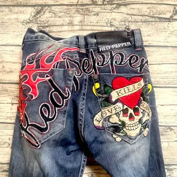 Ed Hardy x Red Pepper 자수 데님 W28