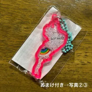 시가현 비와코 아크릴 키링 하코다테야마 핑크 무지개 덤 포함