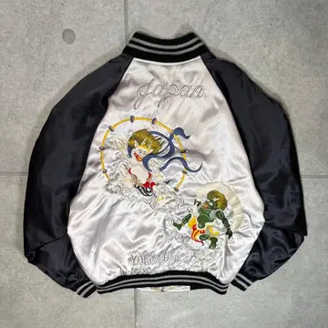 스카잔 수베니어 자켓 극상 자수 90s 풍신뇌신 용 요코스카 새틴