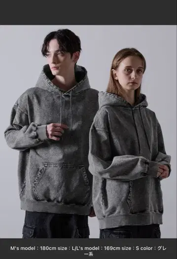 CLEL 헤비 웨이트 빈티지 디자인 후드티 차콜 그레이 XS 완판템