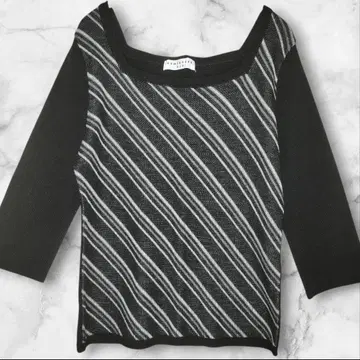 쿠미교쿠 시스 블랙 스트라이프 오부 소매 니트 M