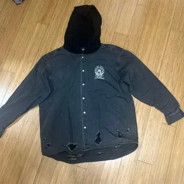 A'GEM/9 후드 부착 데미지 데님 자켓