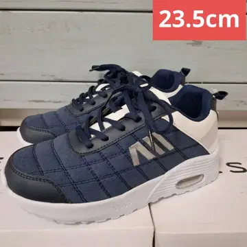23.5cm 새상품 네이비 퀼팅 캐주얼 스니커즈 네이비