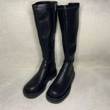 블랙 롱 부츠 사이드 지퍼 새상품급 24cm