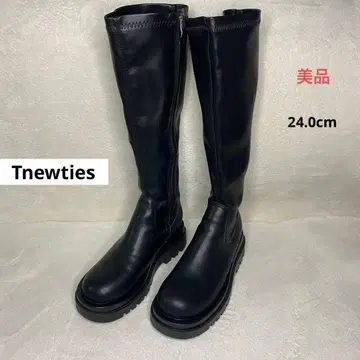 Tnewties 블랙 롱 부츠 사이드 지퍼 새상품급 24cm