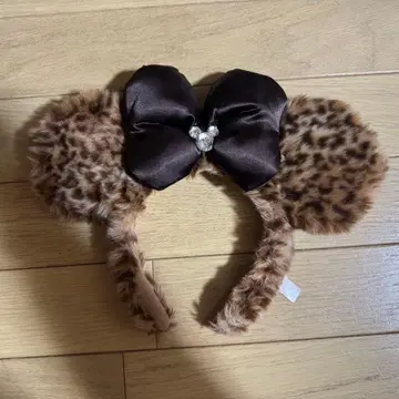 레오파드 무늬 퍼 귀 머리띠