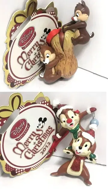 칩앤데일 크리스마스 오너먼트 피규어 디즈니 스토어 세트