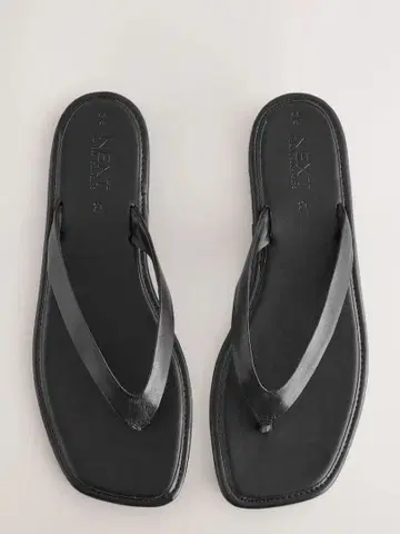 NEXT 블랙 플립플랍 천연 가죽 플랫
