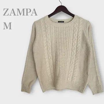 잔파 케이블 짜임 니트 스웨터 울 혼방 베이지 M