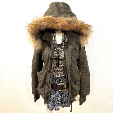 헤이세이 갸루 y2k 퍼 자켓 밀리터리 그런지 기믹 갸루