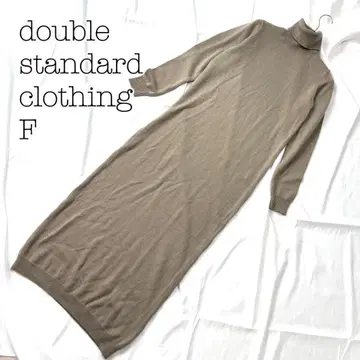 더블 스탠다드 클로징 니트 원피스 터틀넥 베이지