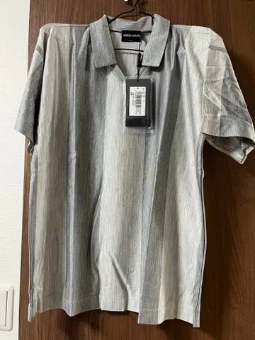 미사용 Giorgio Armani 남성용 반팔 셔츠 피케 셔츠 실크