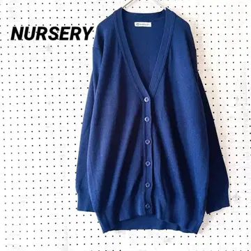 널서리 가디건 심플 무지 울 혼방 V넥 (L) 네이비
