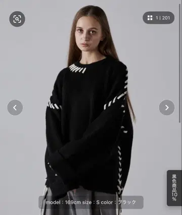 [ CLEL ] 핸드스티치 사이드레이스 니트