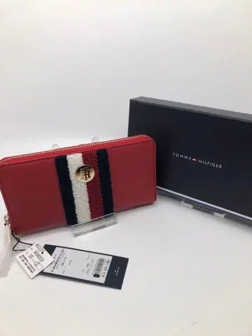 타미 힐피거 스트라이프 장지갑 레드