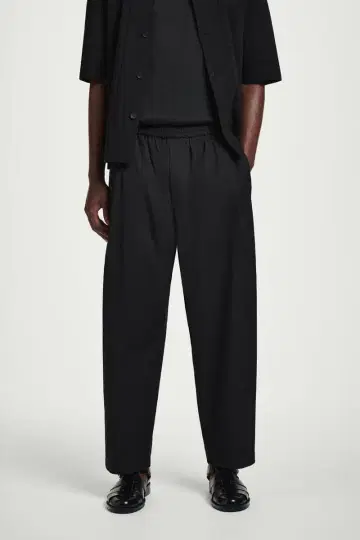 COS 크롭 밴딩 와이드 팬츠 블랙