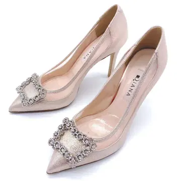 컨디션 최상 DIANA 다이나 비쥬 펌프스 핑크 골드 23cm