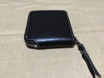무료배송! 소가죽 라운드 지퍼 지갑 스퀘어 블랙