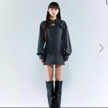 bubbles 크롭 후드티 레이어드 원피스