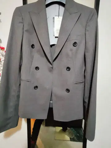 그레이 더블 브레스트 테일러드 자켓 택 포함 새상품