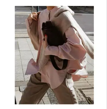 MACHATT 스탠드 카라 오버 셔츠 핑크