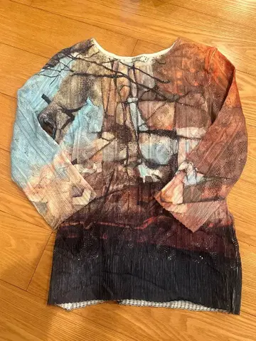 Missy 추상 풍경 프린트 긴팔 티셔츠