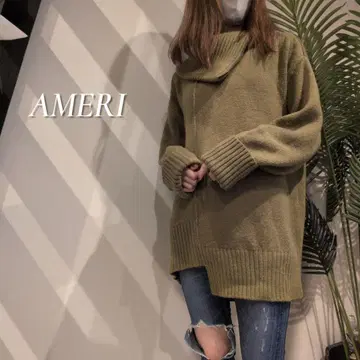 AMERI 터틀넥 니트 숄더 지퍼