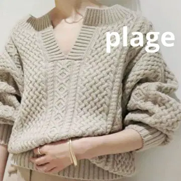 플라주 아란 울 니트 풀오버 케이블 짜임 일본제 루돔