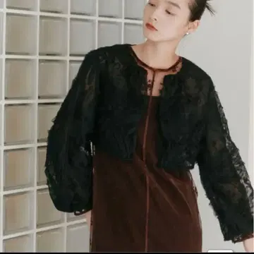 새상품 Kaene 튤 자수 볼레로 카엔