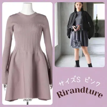 Rirandture 리브 절개 미니 니트 원피스 핑크 S