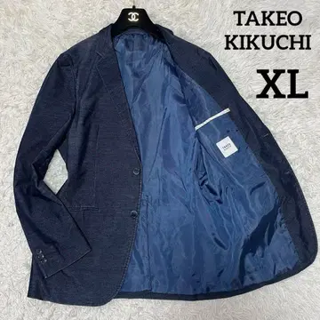 새상품급 다케오 키쿠치 도비 콜 스트레치 자켓 XL 네이비 근년 테일러드