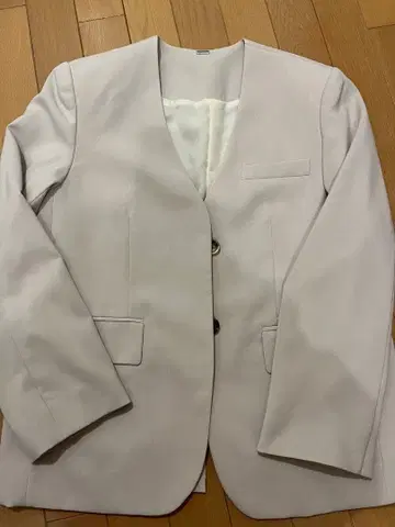 milaowen 노카라 자켓 아이보리 베이지