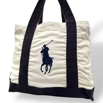 폴로 랄프 로렌 토트백 캔버스 화이트 네이비 43