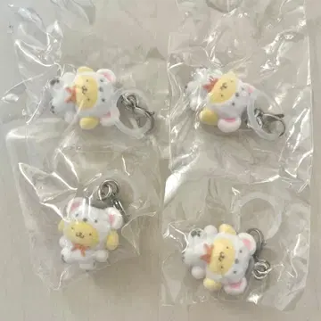 산리오 메지루시 액세서리 가챠 복슬복슬 스노우 폼폼푸딩 4개 세트