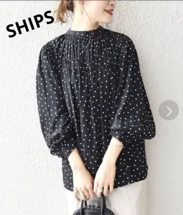 SHIPS 셔링 백 타이 블라우스