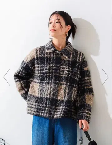 B:MING BEAMS 체크 CPO 블루종