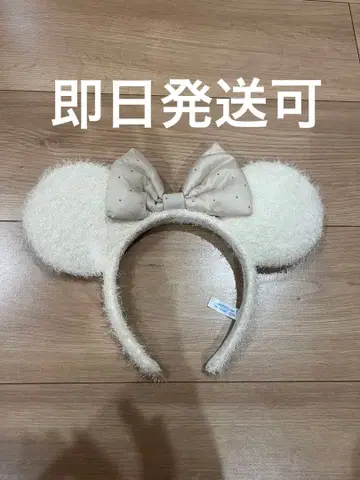 디즈니 미니 리본 모헤어 머리띠 화이트