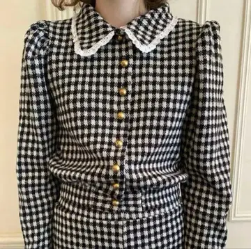 체크 무늬 긴팔 셔츠 블랙 화이트