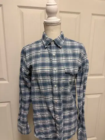 J.CREW BAIRD MENUTT 긴팔 셔츠 파랑과 화이트 체크