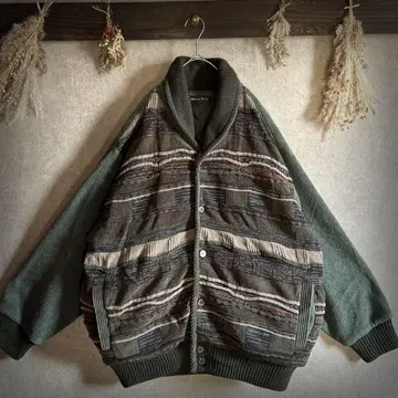 블루종 이소재 입체편직 플리스 멀티 컬러 빅 실루엣