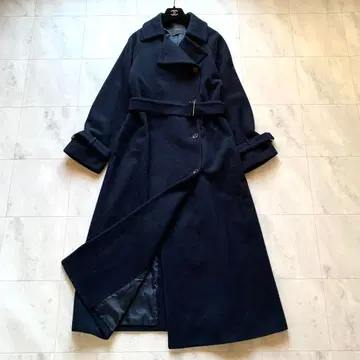 아뉴앙스 울 트렌치코트 벨티드 코트 롱 코트 네이비