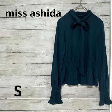 미스 아시다 긴팔 티셔츠 블라우스 셔링 일본제