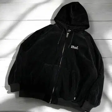 Huf. 코듀로이 후드 자켓 블랙 L 사이즈