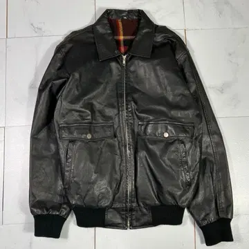 90s A-2형 가죽 자켓 플라이트 자켓 천연 가죽 XL 블랙