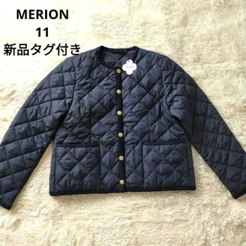 새상품 MERION 노카라 퀼팅 자켓 네이비 블랙